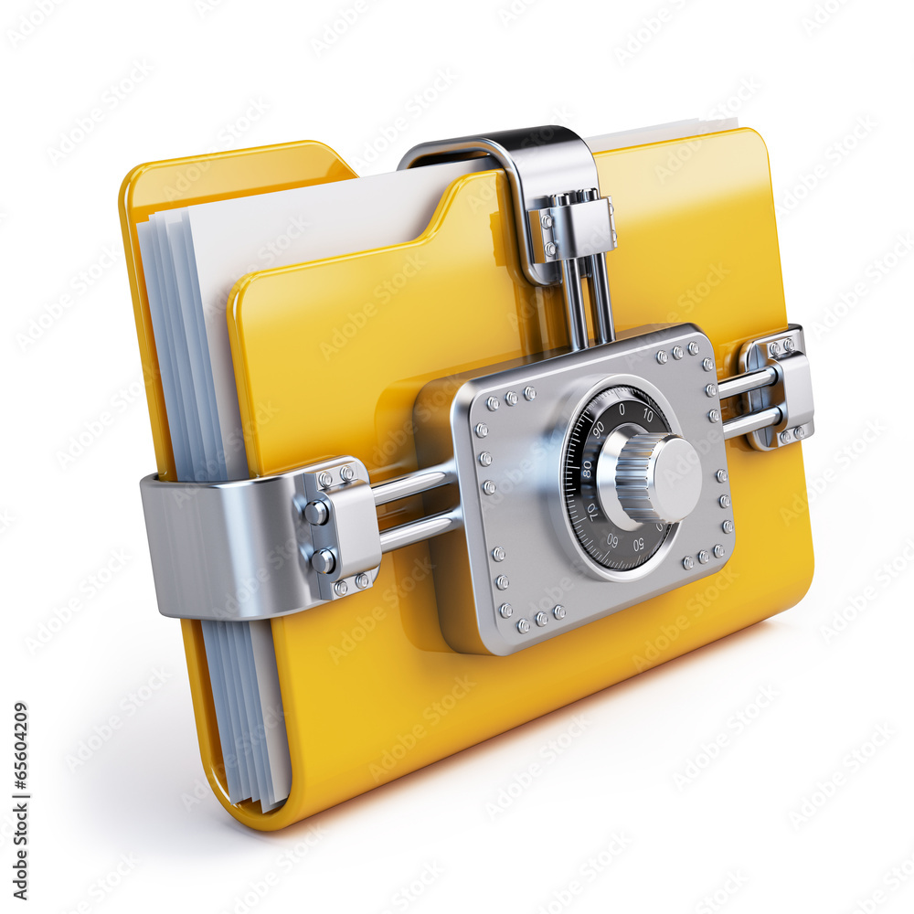 Aufkleber data security concept. locked folder with combination lock