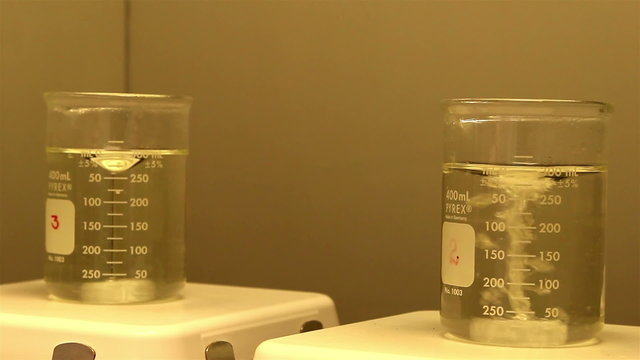 Two beakers with water inside