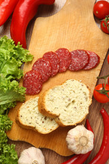Salami and vegetables