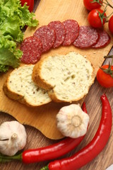 Salami and vegetables