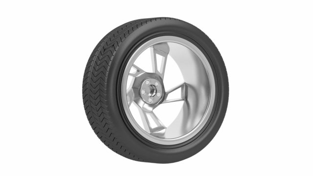 Car Wheel Spin On White Background