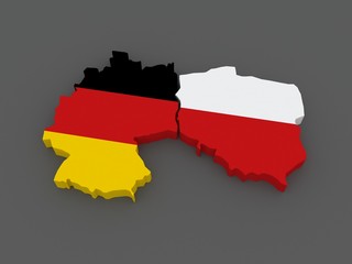 Obraz premium Germany and Poland. map.