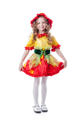 Сheerful little girl posing in carnival costume