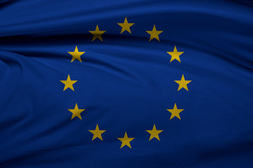 Fabric texture of the flag of European Union 