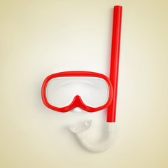 diving mask and snorkel, with retro effect