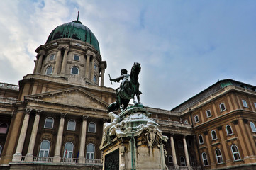 Fototapeta na wymiar Budapest, Buda Castle or Royal Palace with horse statue