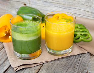 Fresh yellow and green paprika smoothie juice