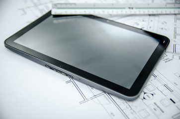 tablet and architectural construction design document tools back