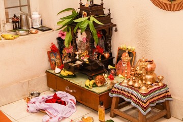 Typical Prayer Room Hindu South Indian Family Home