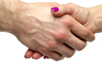 Woman's hand shaking a man's hand