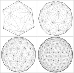 From Icosahedron To The Ball Sphere Lines Vector