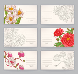 business cards with flowers