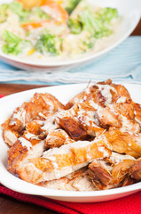 crispy roast rosemary chicken with creamy truffle sauce