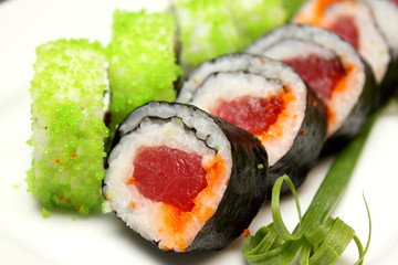 Closeup detail of nigiri sushi
