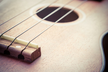 Ukulele fretboard, part of ukulele hawaiian guitar