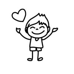 hand drawing cartoon happy kids