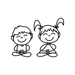 hand drawing cartoon happy kids