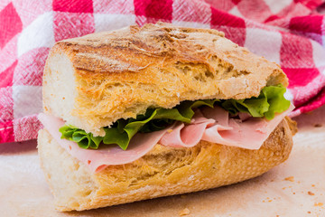 Ham sandwich with salad