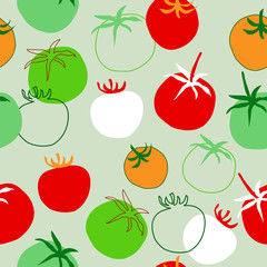 Seamless pattern with different tomatoes