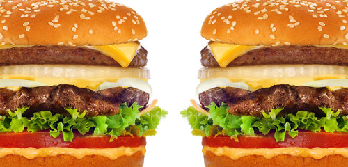Big tasty cheeseburger ion white background