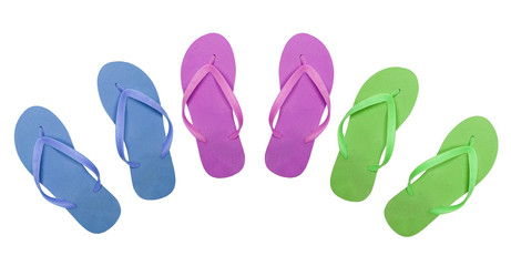 colorful beach shoes isolated on white