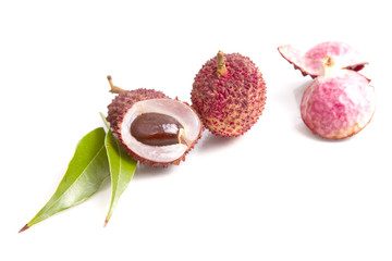 Lychee. Fresh lychees isolated on white background
