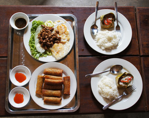 Kambodscha Essen mit Reis