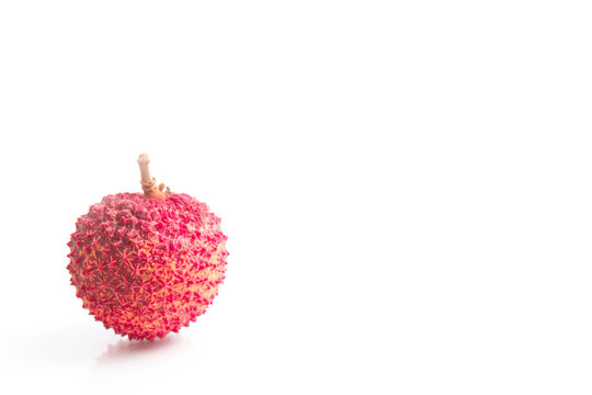 One Lychee, isolated on white background