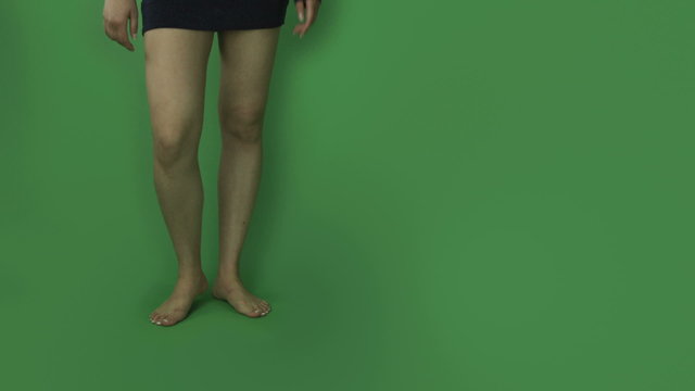 Walking leggs isolated greenscreen green background upset