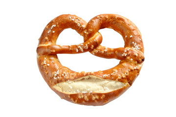 Brezel mit Salz Isolierung auf weiss