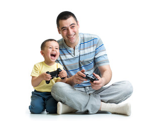 man and his son child play with a playstation together © Oksana Kuzmina