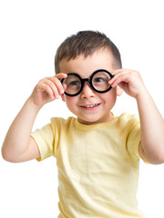 child boy wearing glasses isolated on white