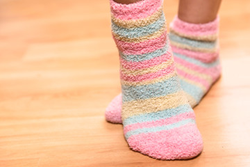 Close up of a colorful soft socks.