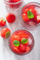 strawberry juice with mint summer drink