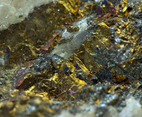 Obraz na płótnie Canvas Crystal,nugget, gold, bronze, copper, iron. Macro. Extreme close