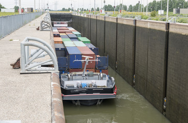 ship in lock in netherlands