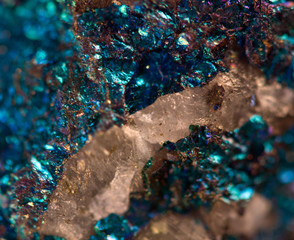 Nugget, gold, bronze, copper, iron. Macro. Extreme closeup
