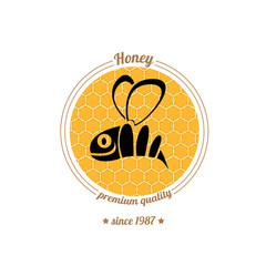 vector  bee icon on honey comb background