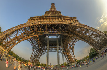Fish-Eye view of Eiffel Tower