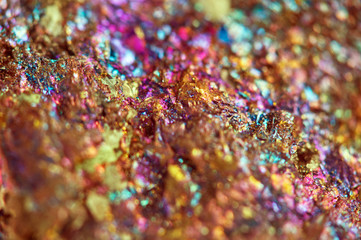 Nugget, colour metal. Macro. Extreme closeup