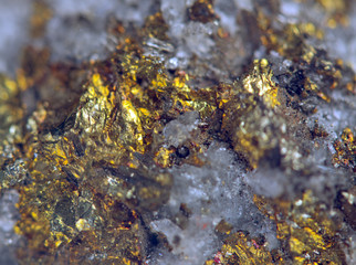 Nugget, gold, bronze, copper.  Macro. Extreme closeup