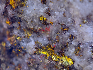 Nugget, gold, bronze, copper.  Macro. Extreme closeup