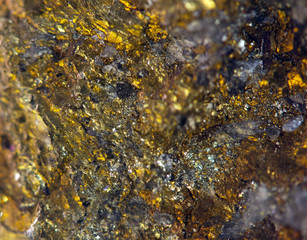 Nugget, gold, bronze, copper.  Macro. Extreme closeup