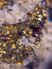 Nugget, gold, bronze, copper.  Macro. Extreme closeup
