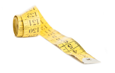 yellow measure tape isolated on a white background