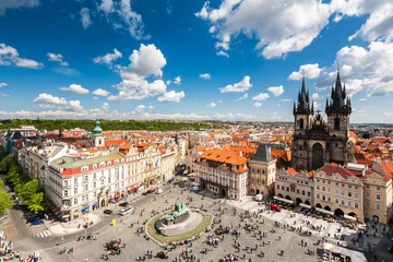 Fotobehang Oude Stadsplein in Praag, Tsjechië © lightpoet