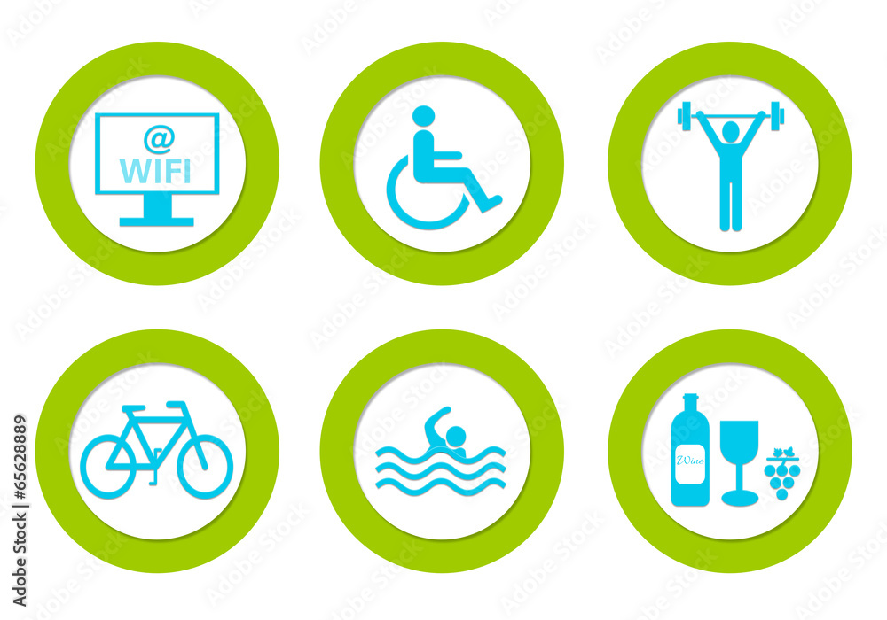 Poster set of colorful rounded icons with different symbols