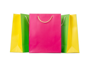 Colourful shopping bags isolated on white