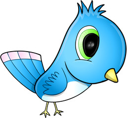 Cute Blue Bird Vector Illustration Art