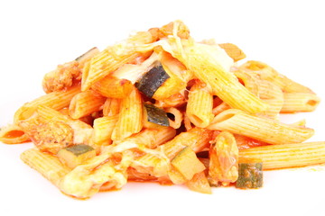 Casserole: penne, chicken, cheese, courgette